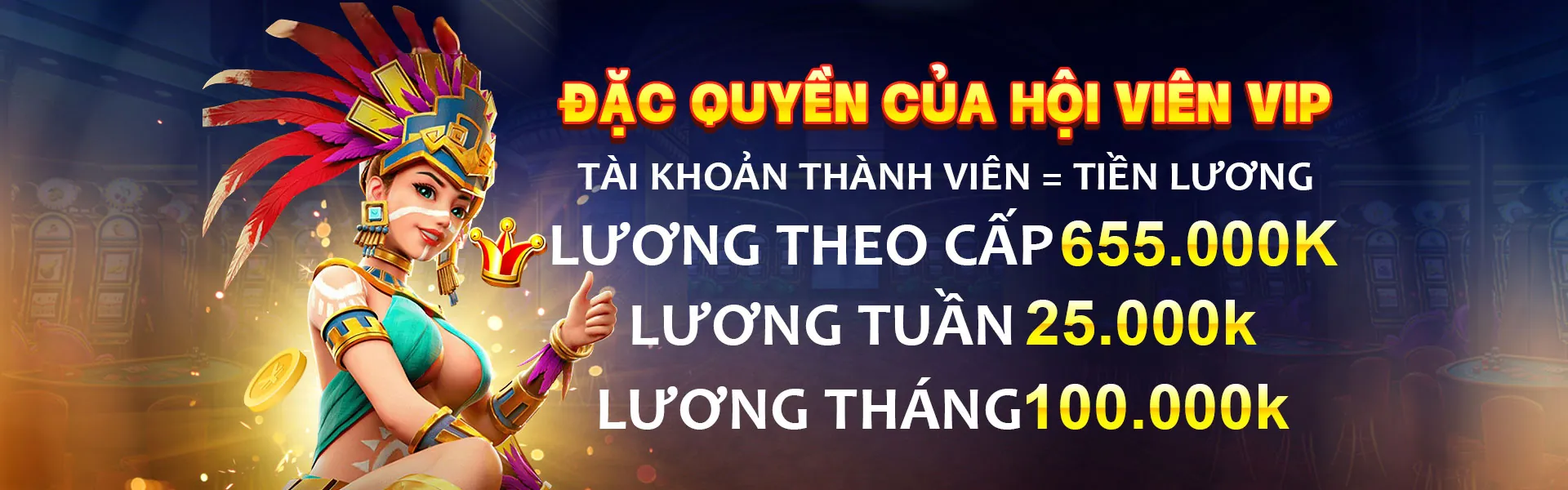 Biểu ngữ VIP Câu Lạc Bộ 5vip win với các đặc quyền sang trọng